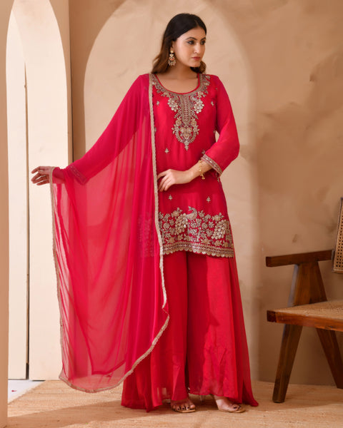 Simar Silk Suit With Cutdana Embroidery