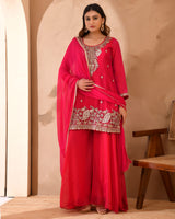 Simar Silk Suit With Cutdana Embroidery
