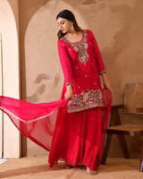 Simar Silk Suit With Cutdana Embroidery