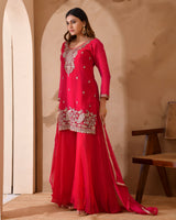 Simar Silk Suit With Cutdana Embroidery