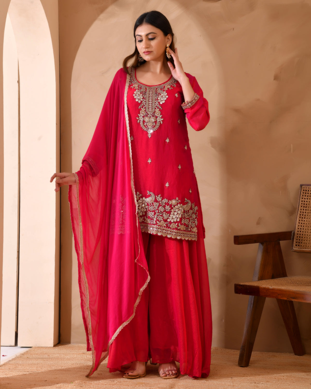 Simar Silk Suit With Cutdana Embroidery