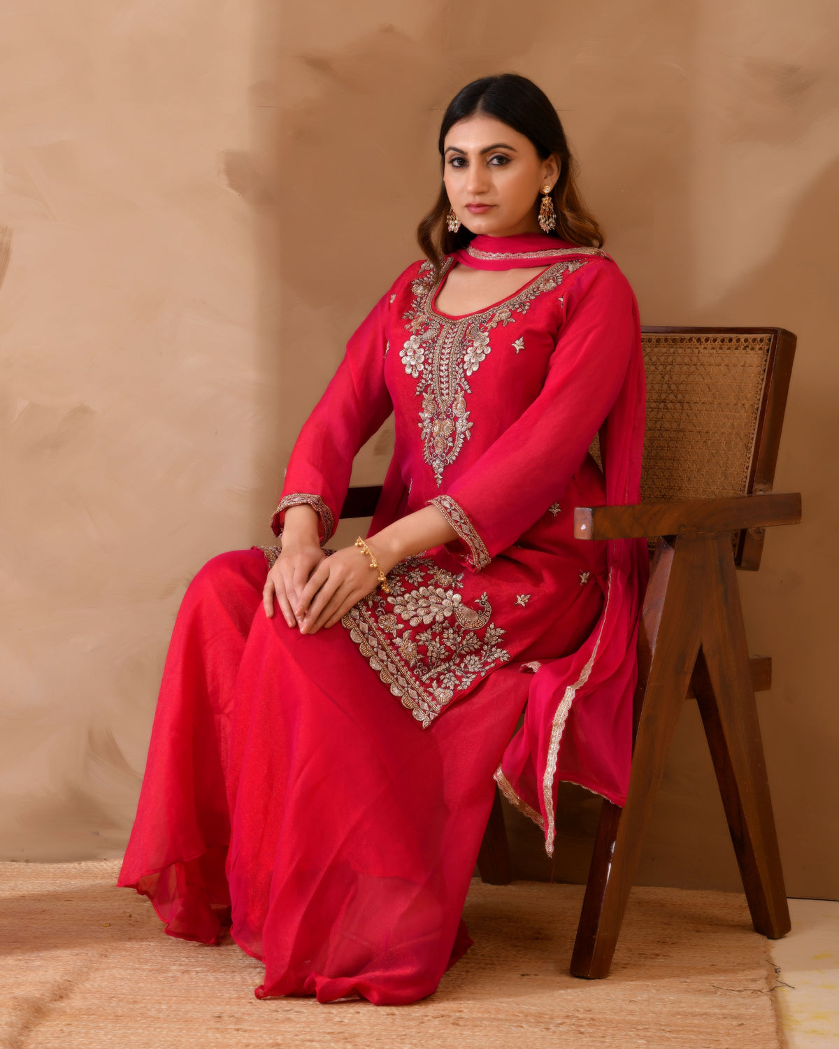 Simar Silk Suit With Cutdana Embroidery
