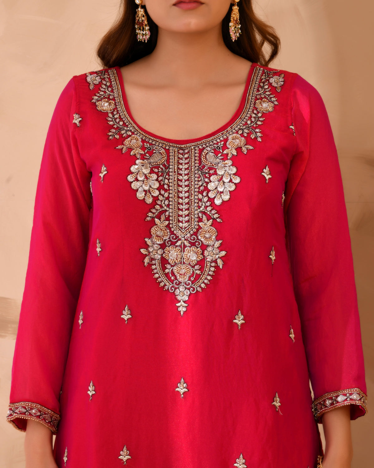 Simar Silk Suit With Cutdana Embroidery