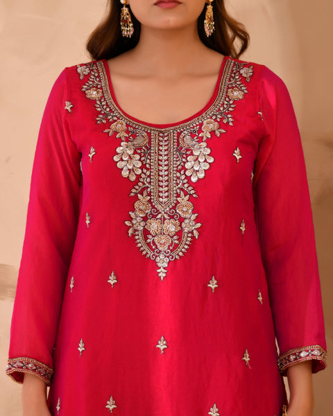 Simar Silk Suit With Cutdana Embroidery
