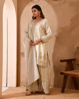 Pure Viscose Jacquard Silk Suit With Full Heavy Embroidery