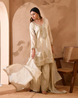 Pure Viscose Jacquard Silk Suit With Full Heavy Embroidery