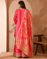 Pure Simar Silk Suit With Heavy Embroidery