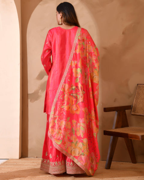 Pure Simar Silk Suit With Heavy Embroidery