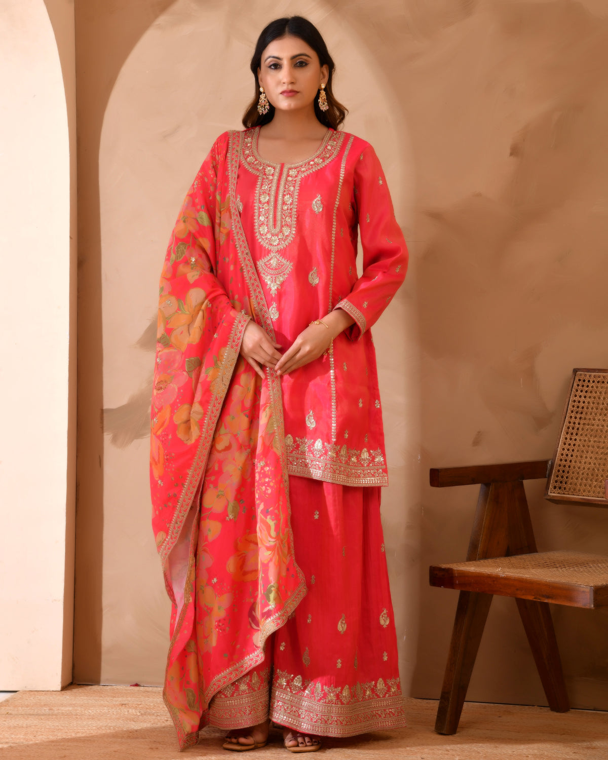 Pure Simar Silk Suit With Heavy Embroidery