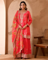 Pure Simar Silk Suit With Heavy Embroidery