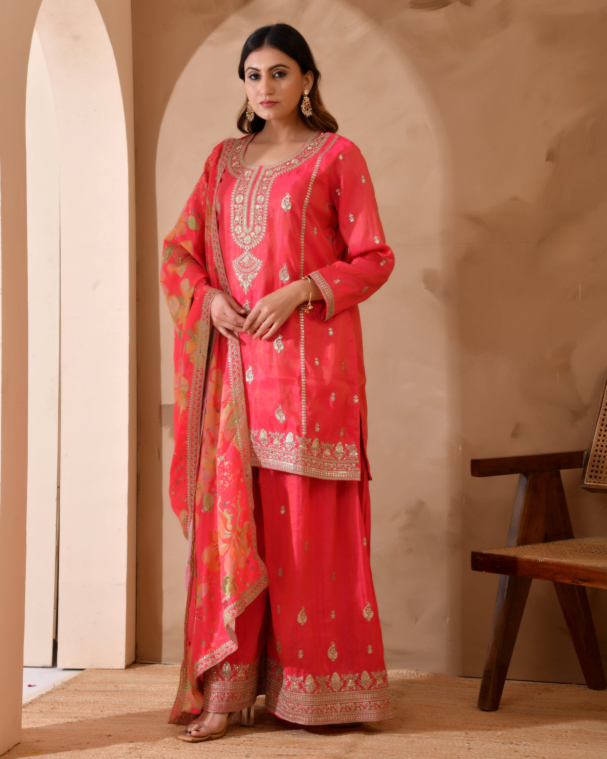 Pure Simar Silk Suit With Heavy Embroidery