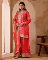 Pure Simar Silk Suit With Heavy Embroidery