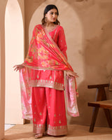 Pure Simar Silk Suit With Heavy Embroidery
