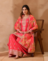 Pure Simar Silk Suit With Heavy Embroidery