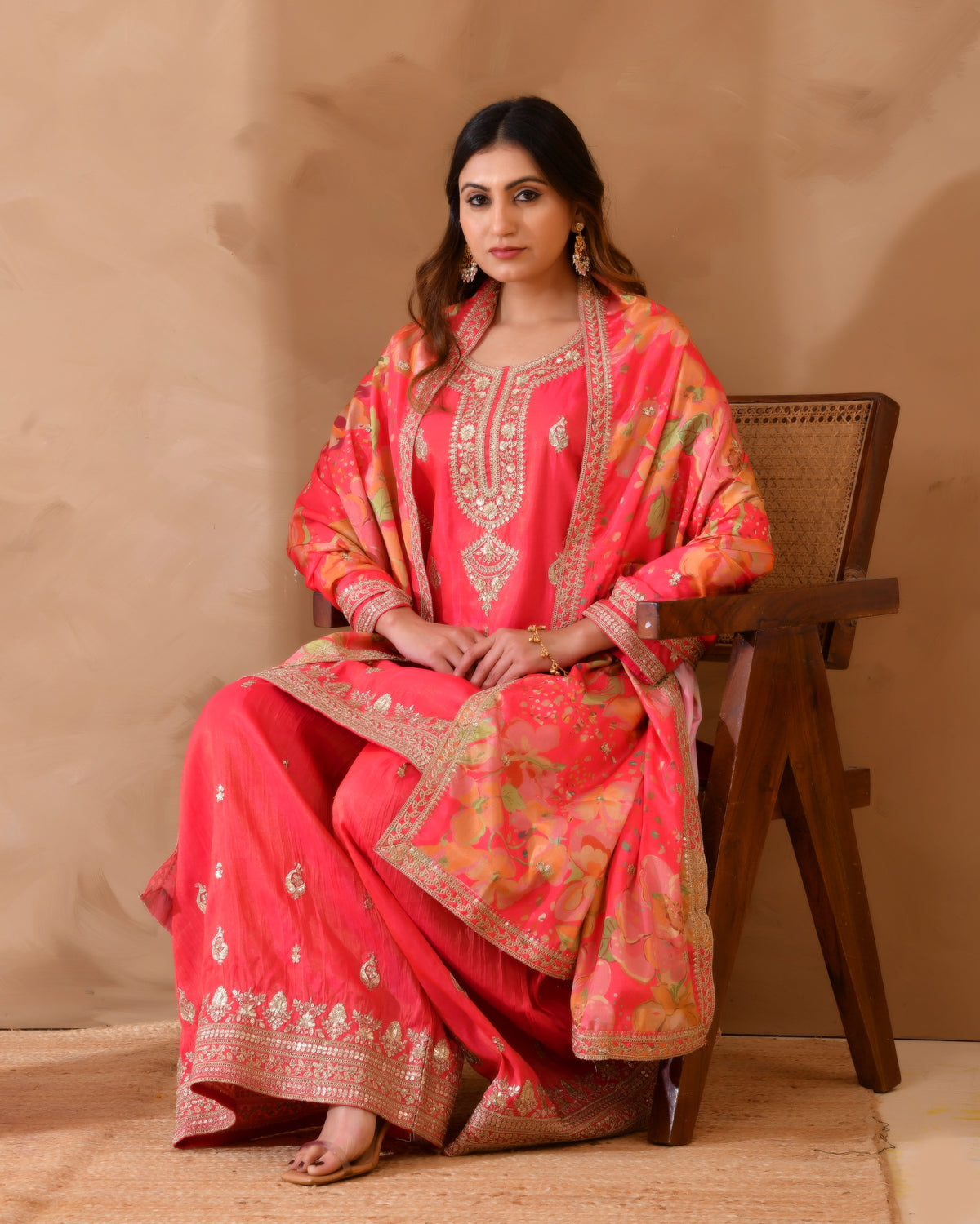 Pure Simar Silk Suit With Heavy Embroidery