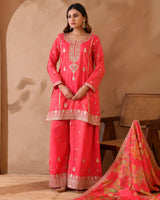 Pure Simar Silk Suit With Heavy Embroidery