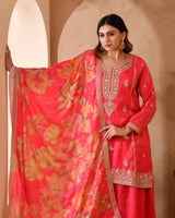 Pure Simar Silk Suit With Heavy Embroidery