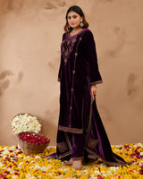 Pure Velvet Suit With Coding Embroidery Work