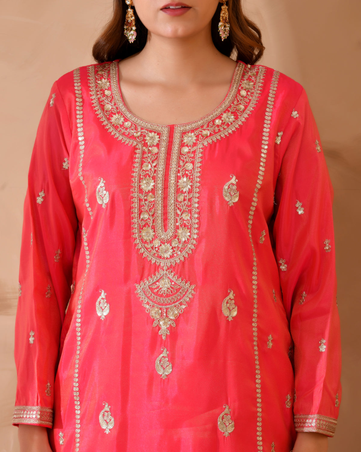 Pure Simar Silk Suit With Heavy Embroidery