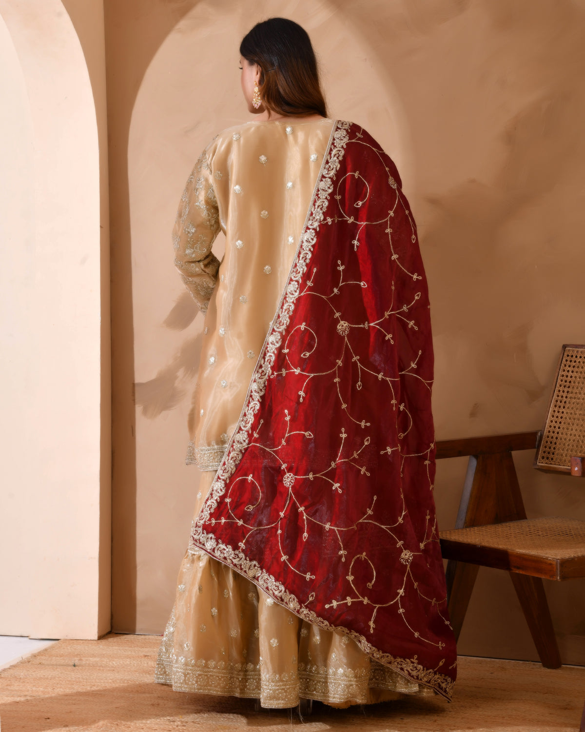 Pure Organza Suit With Heavy Zari And Zarkan Work