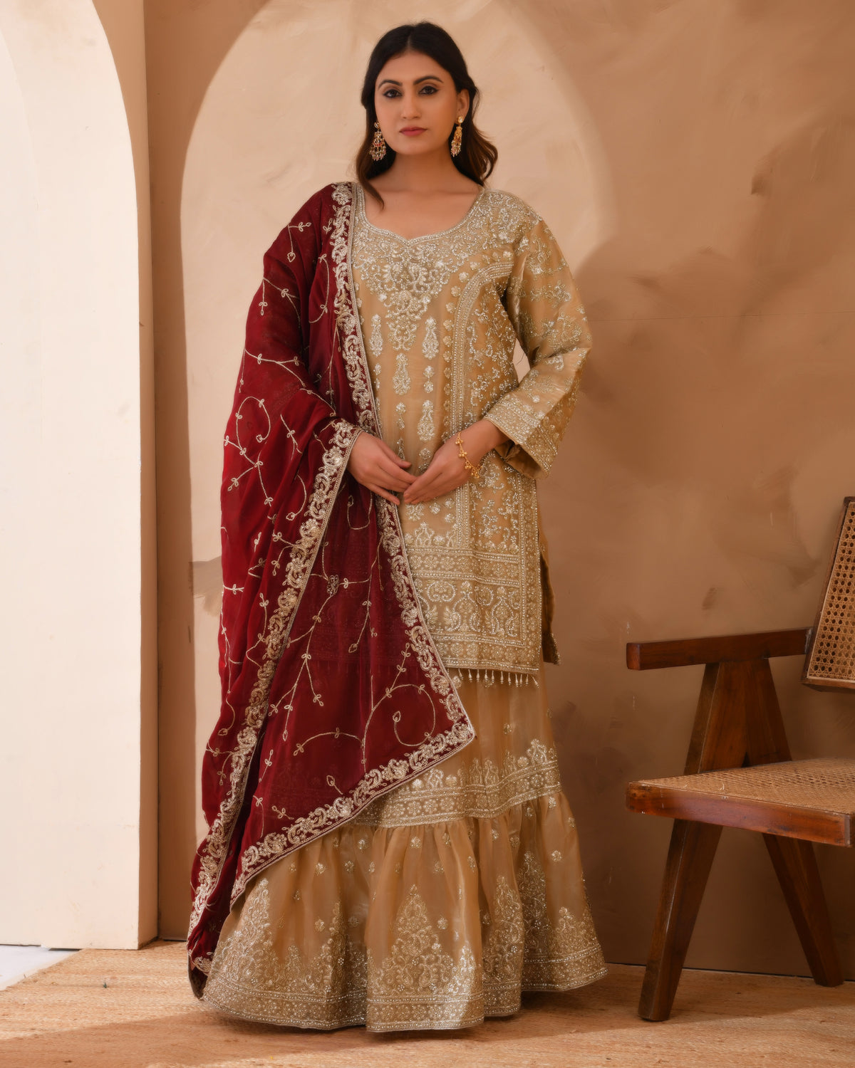 Pure Organza Suit With Heavy Zari And Zarkan Work