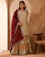 Pure Organza Suit With Heavy Zari And Zarkan Work