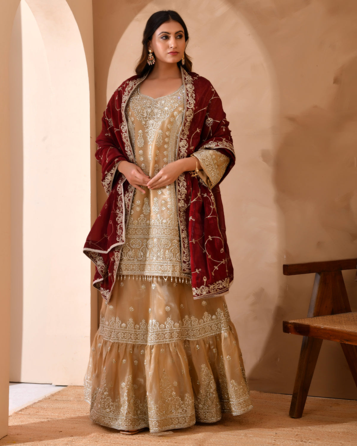 Pure Organza Suit With Heavy Zari And Zarkan Work