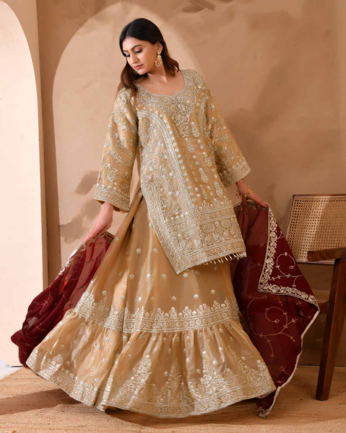 Pure Organza Suit With Heavy Zari And Zarkan Work