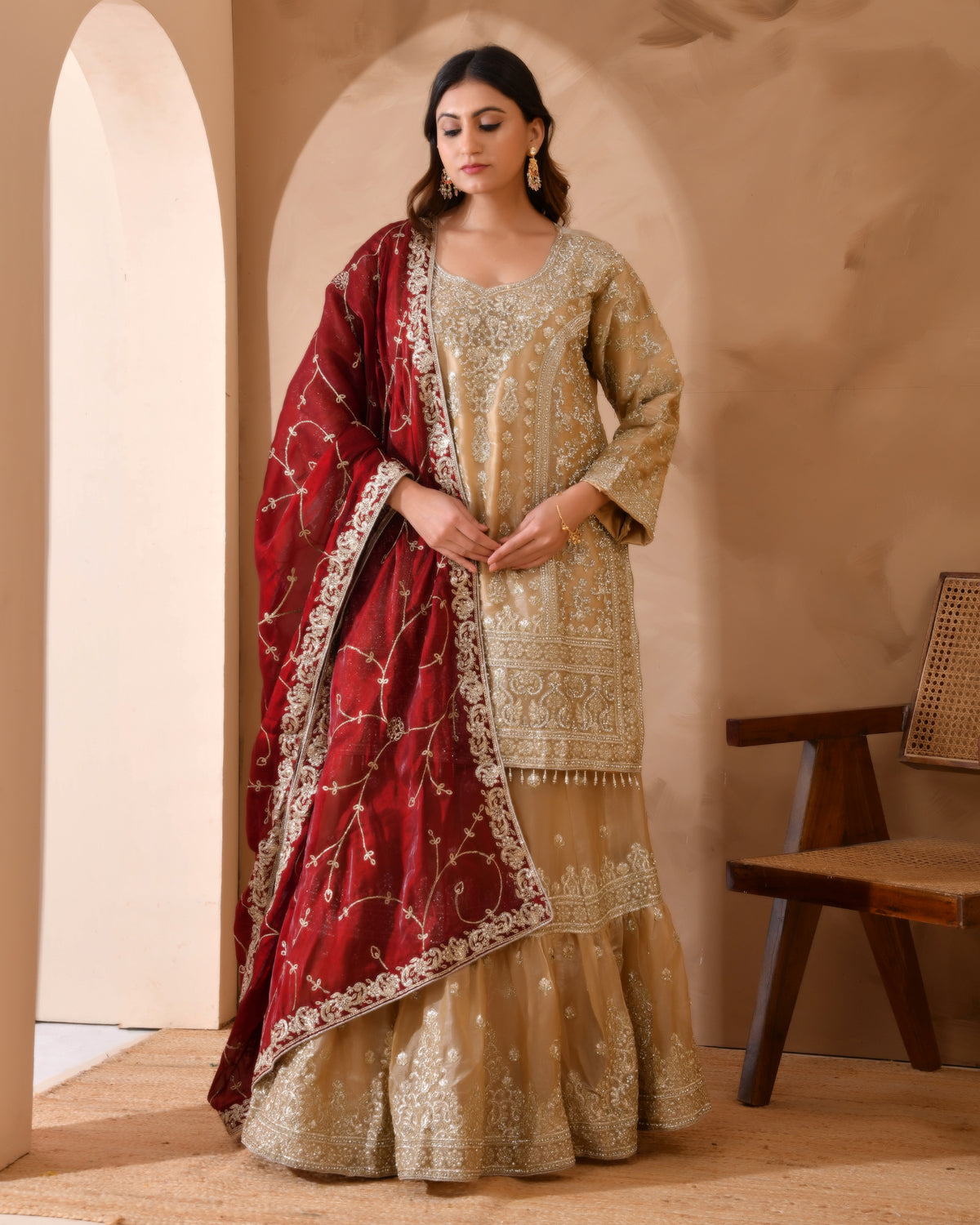 Pure Organza Suit With Heavy Zari And Zarkan Work