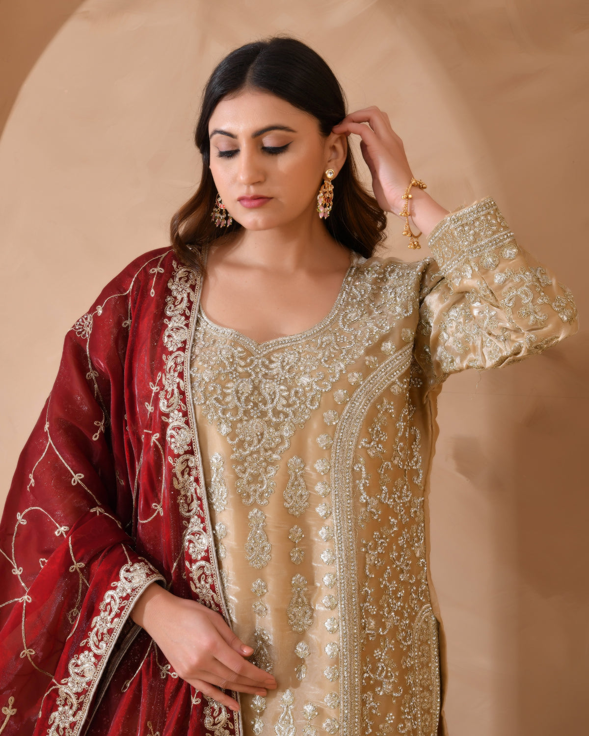Pure Organza Suit With Heavy Zari And Zarkan Work