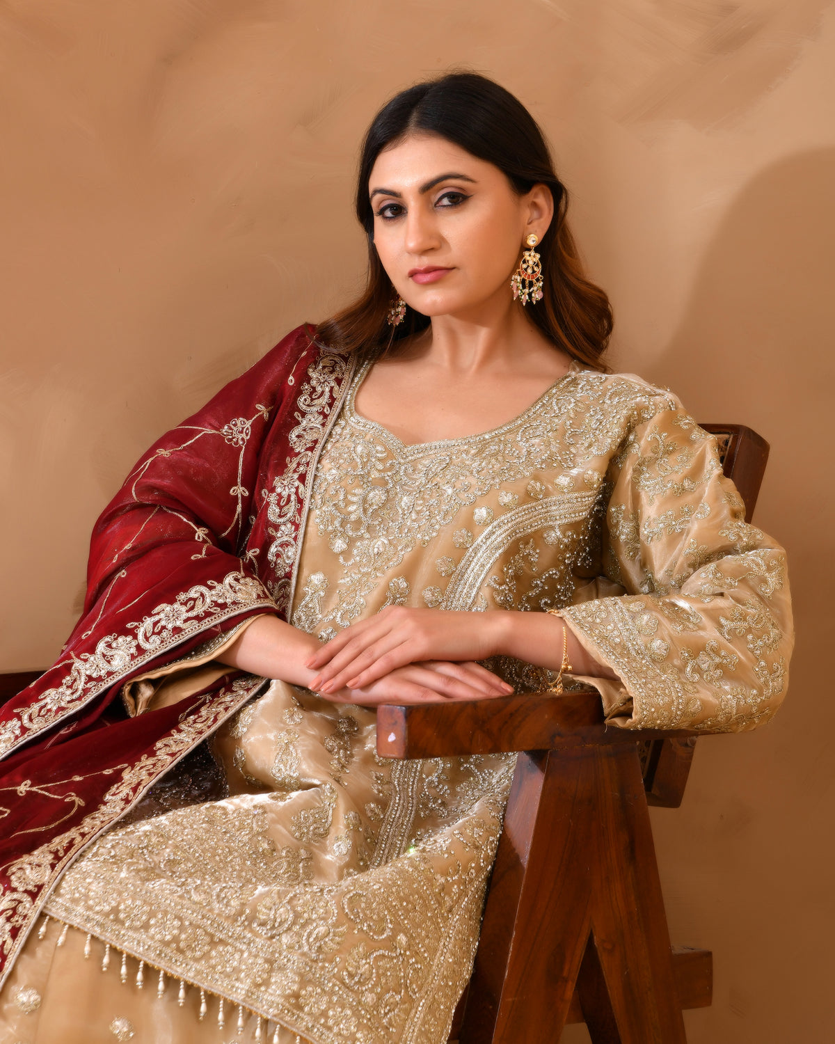 Pure Organza Suit With Heavy Zari And Zarkan Work
