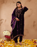Pure Velvet Suit With Coding Embroidery Work