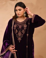 Pure Velvet Suit With Coding Embroidery Work