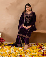 Pure Velvet Suit With Coding Embroidery Work