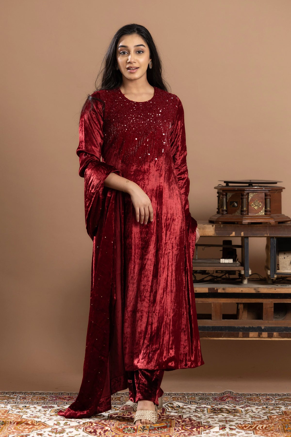 Velvet Kurta Set