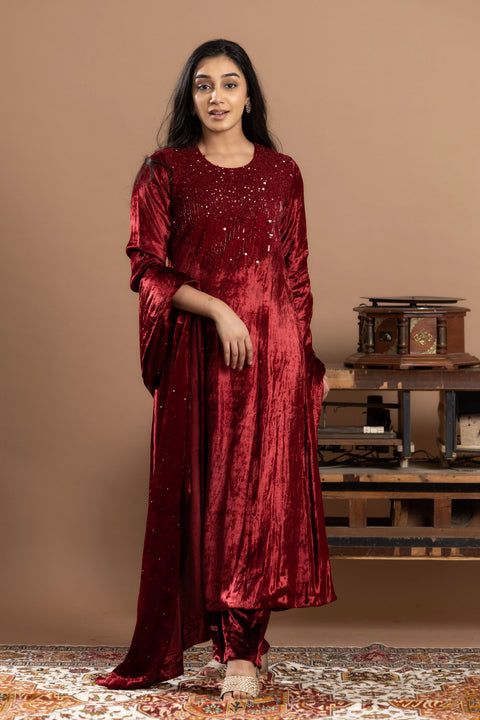 Velvet Kurta Set
