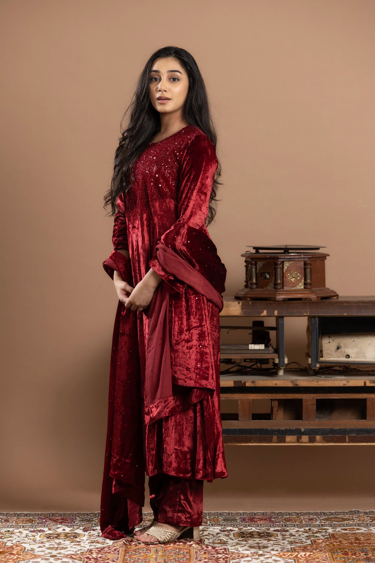 Velvet Kurta Set