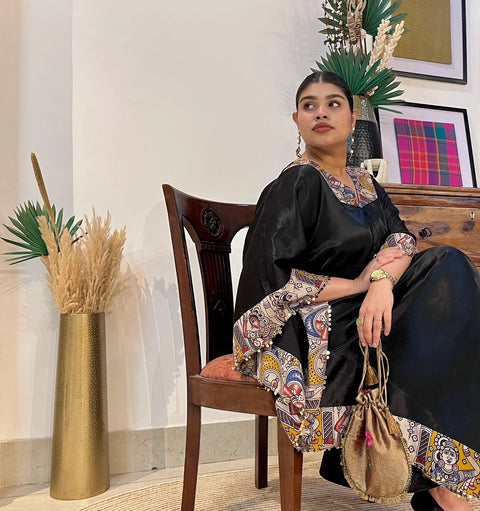 Raas Mashru Kalamkari Kaftan And Pants