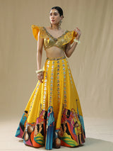 Yellow Modern Barat Lehenga Set