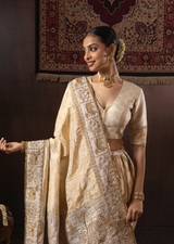 Regal Gold-Silver Banarasi Tissue Pichwai Inspired Saree