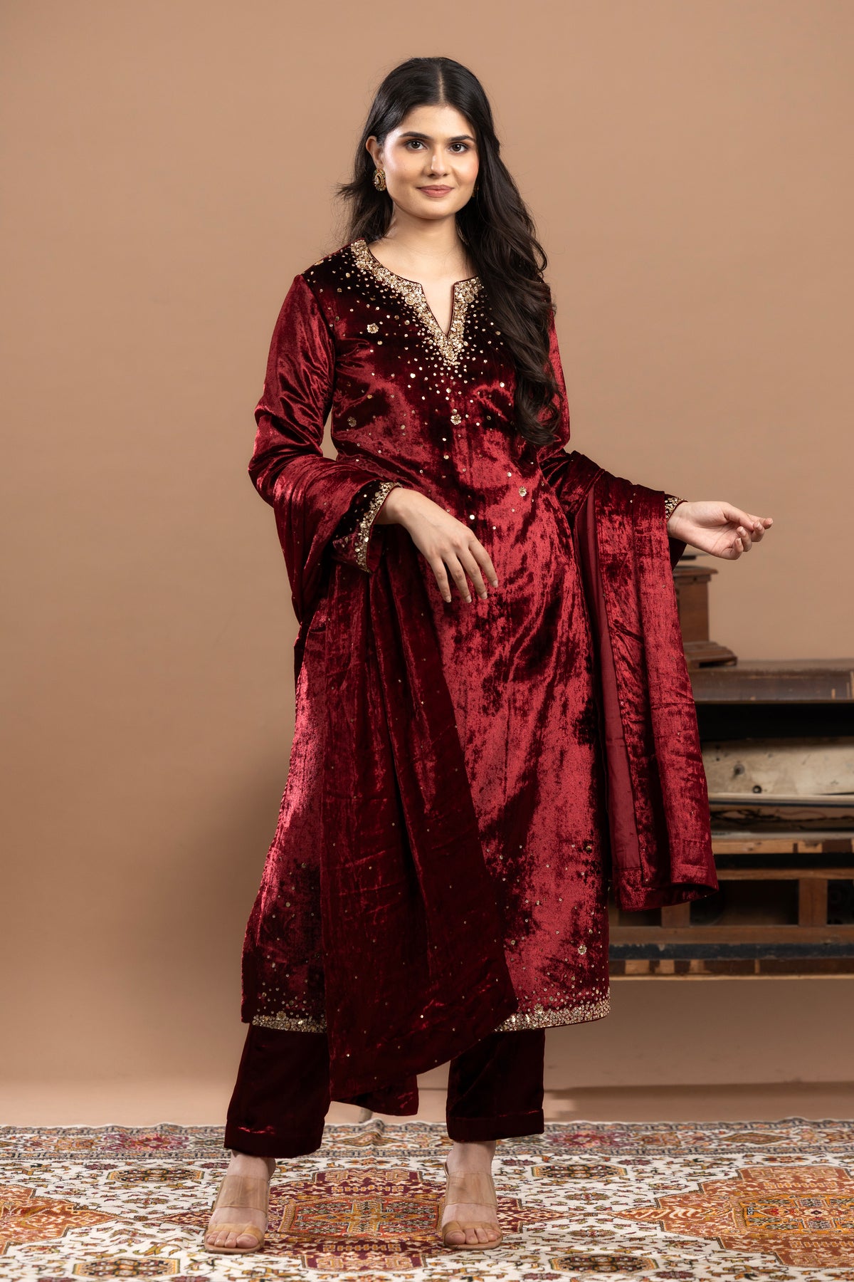 Velvet Kurta Set