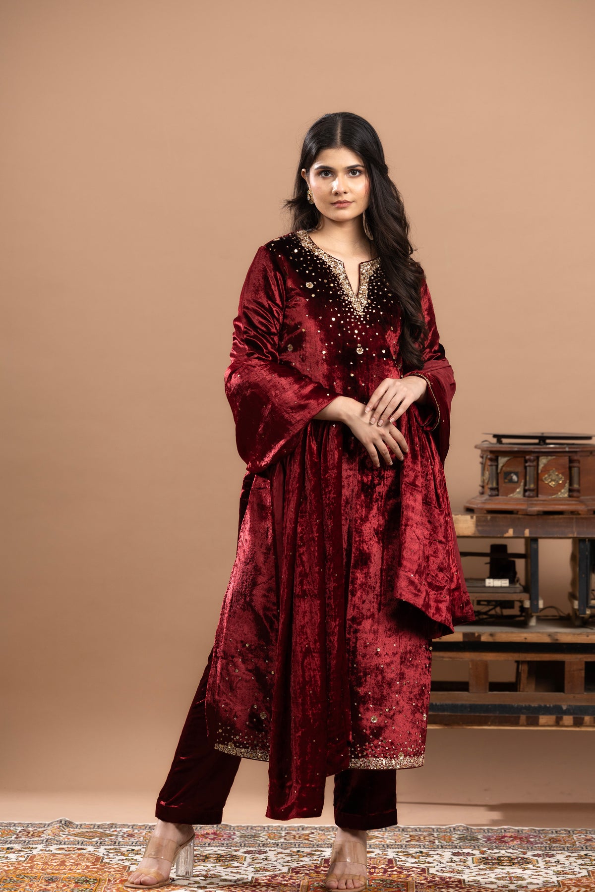 Velvet Kurta Set
