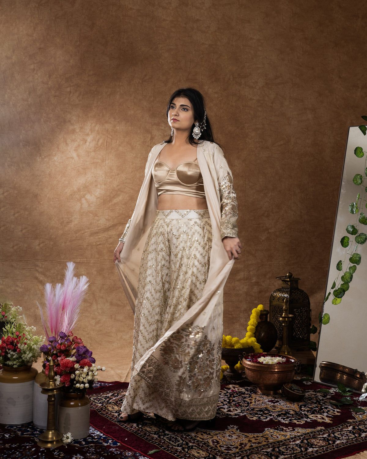 Beige Sharara + Shrug