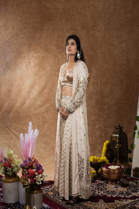 Beige Sharara + Shrug