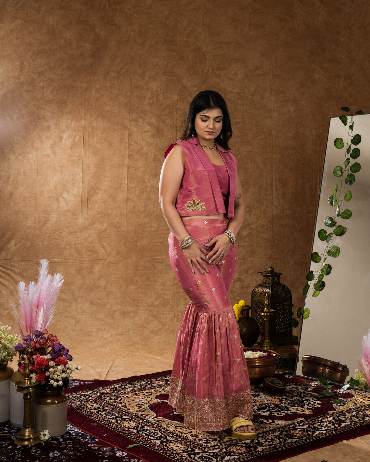 Pink Gharara + Blazer