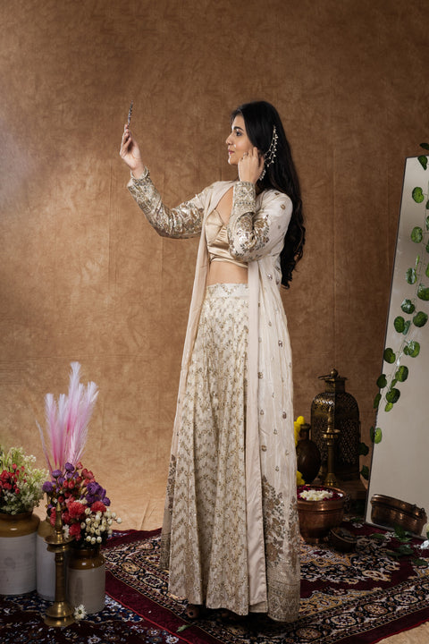 Beige Sharara + Shrug