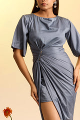 Draped Pin Midi Dress