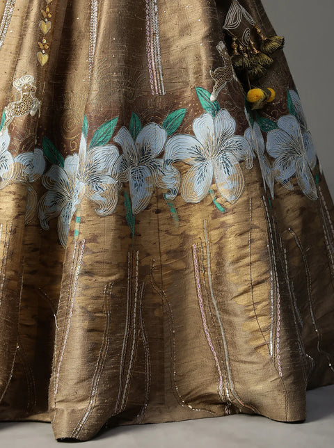 Gold Handpainted Lehnga Set