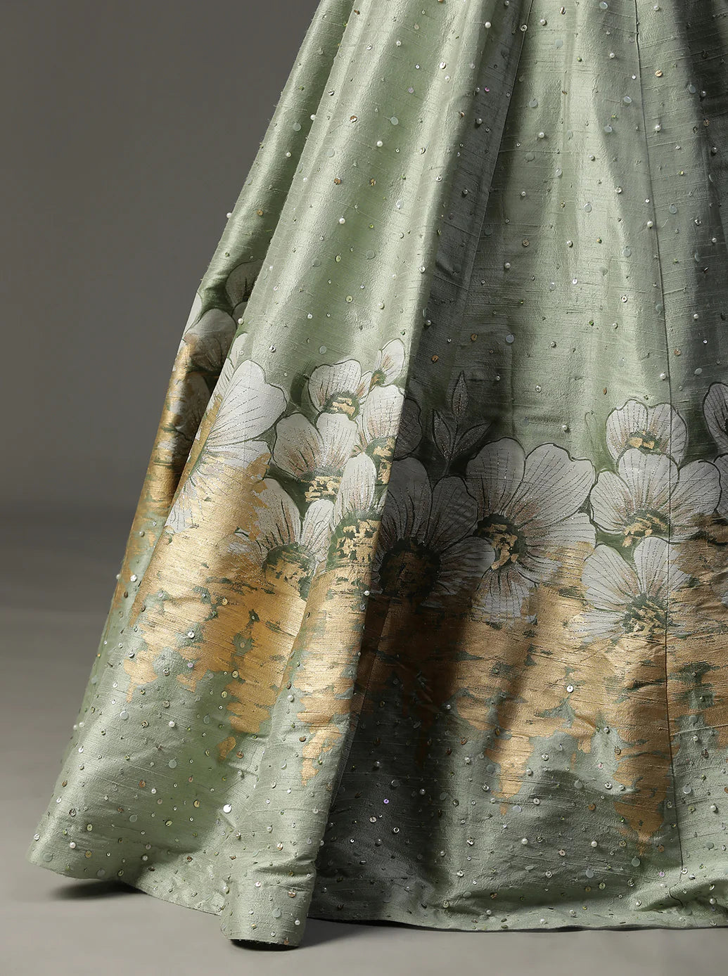 Sea Green Hanpainted Lehnga Set