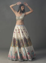 Ivory Floral Handpainted Lehnga Set